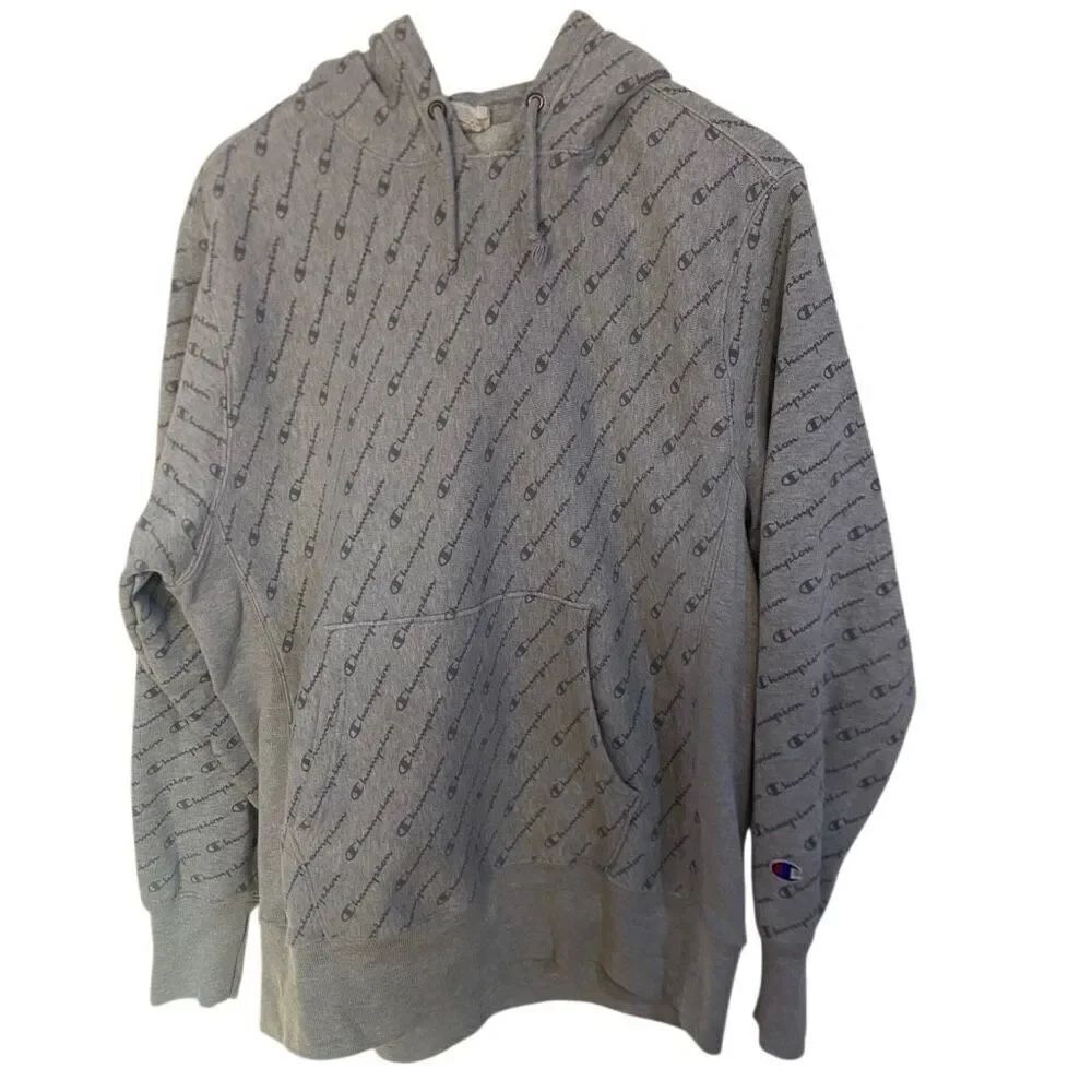 Champion reverse weave large spell out gray Large